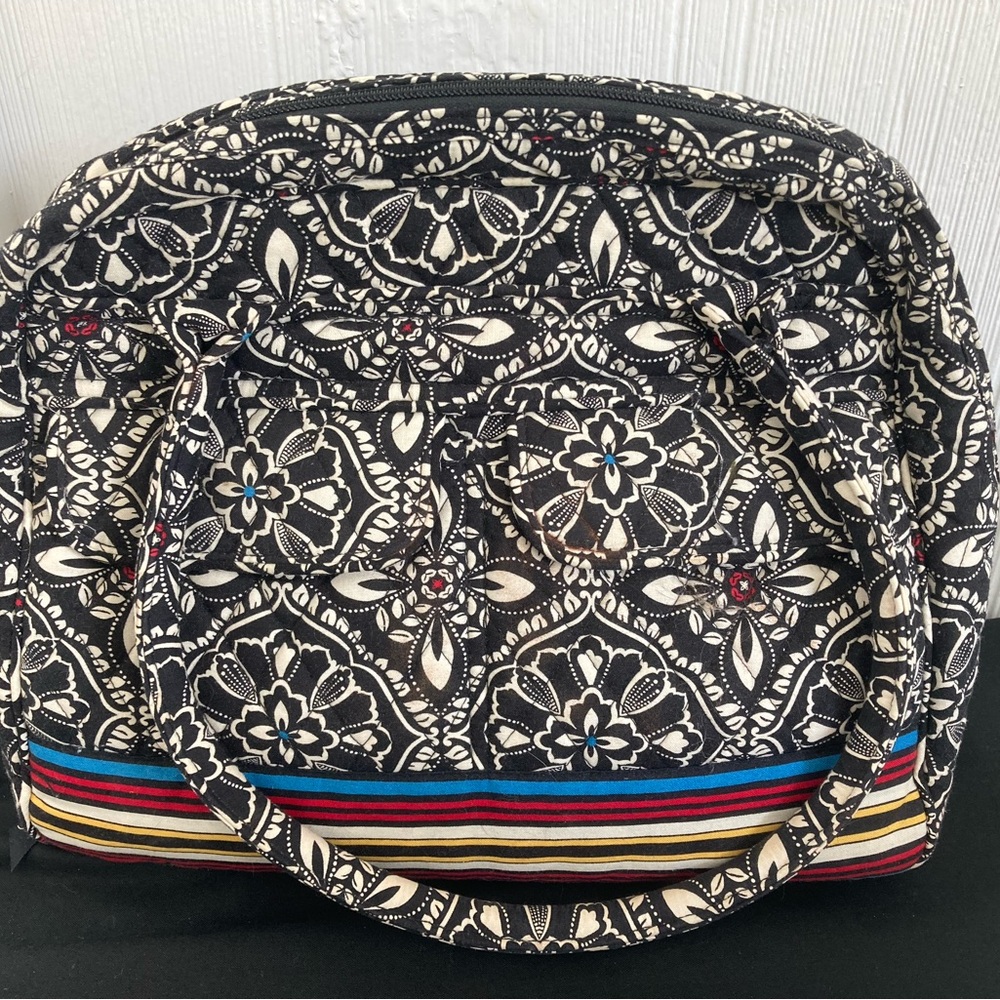 Vera Bradley Black and Cream Floral Shoulder Bag